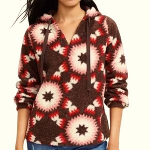 LOFT Sherpa Hoodie Sunburst Size Medium New with Tags